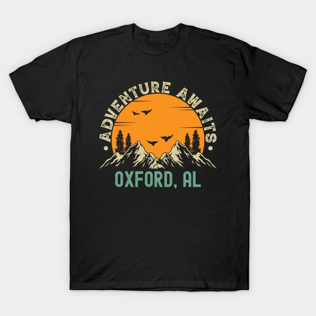 Oxford, Alabama - Adventure Awaits - Oxford, AL Vintage Sunset T-Shirt by Feel Good Clothing Co.